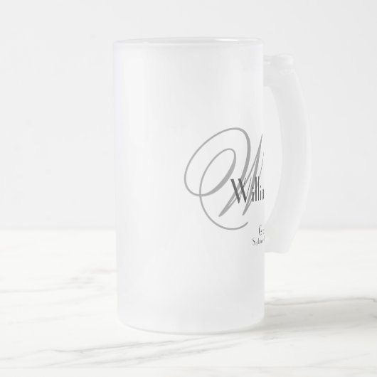 Groomsman Gift Modern Monogram Initiaal & Name Coo Matglas Bierpul (Voorkant rechts)