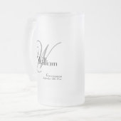 Groomsman Gift Modern Monogram Initiaal & Name Coo Matglas Bierpul (Voorkant links)
