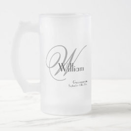Groomsman Gift Modern Monogram Initiaal & Name Coo Matglas Bierpul