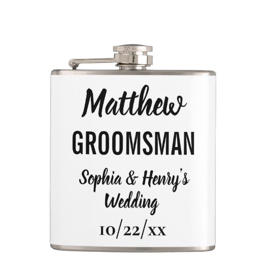Groomsman Gift Modern Typography Wedding Heupfles (Voorkant)
