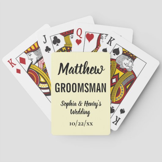 Groomsman Gift Modern Typography Wedding Pokerkaarten (Achterkant)