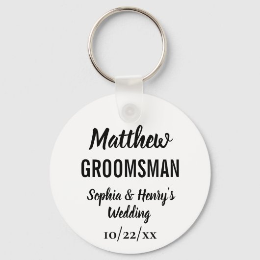 Groomsman Gift Modern Typography Wedding Sleutelhanger (Achterkant)