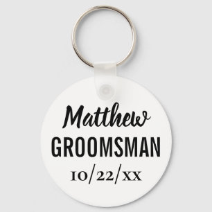 Groomsman Gift Modern Typography Wedding Sleutelhanger