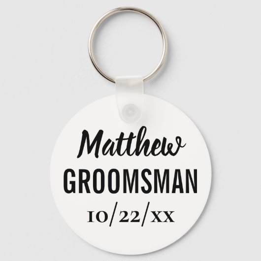 Groomsman Gift Modern Typography Wedding Sleutelhanger (Voorkant)