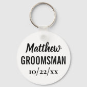 Groomsman Gift Modern Typography Wedding Sleutelhanger (Achterkant)
