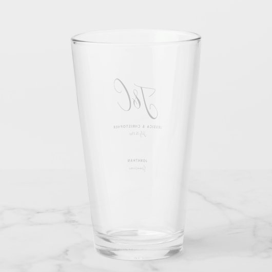 Groomsman Gift Monogram Initials Wedding Minimal Glas (Achterkant)