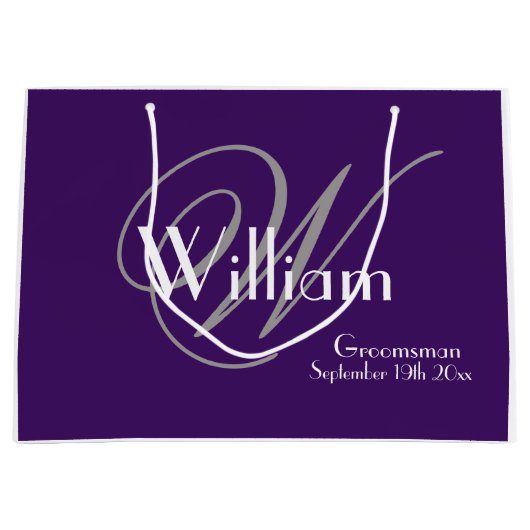 Groomsman Gift Monogram + Naam Moderne Cool Chic Groot Cadeauzakje (Voorkant)