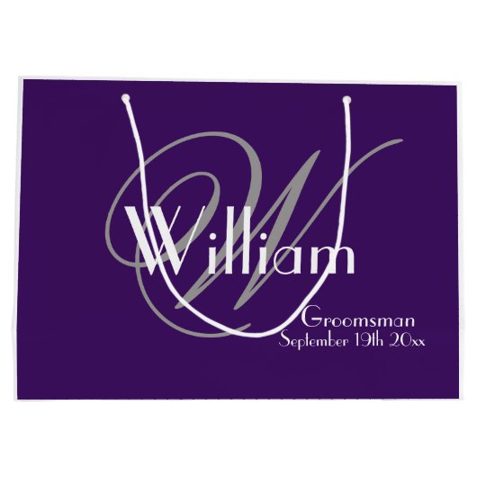 Groomsman Gift Monogram + Naam Moderne Cool Chic Groot Cadeauzakje (Achterkant)