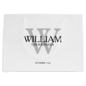 Groomsman Gift Monogram Zwart Wit & Grijs Groot Cadeauzakje (Voorkant)