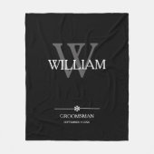 Groomsman Gift Naam Datum Elegant Chic Gezellig Zw Fleece Deken (Voorkant)