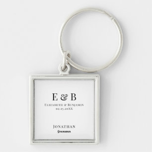 Groomsman Gift Personalized Black Monogram Weddens Sleutelhanger