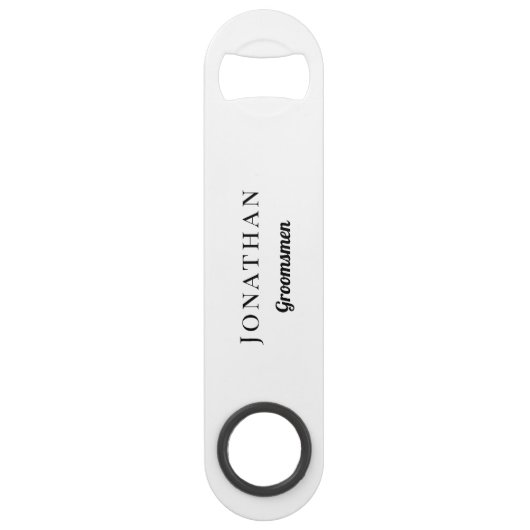 Groomsman Gift Personalized Black Monogram Weddens Speed Flessenopener (Voorkant)