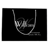 Groomsman Gift Script Monogram Naam Chic Black Groot Cadeauzakje (Achterkant)