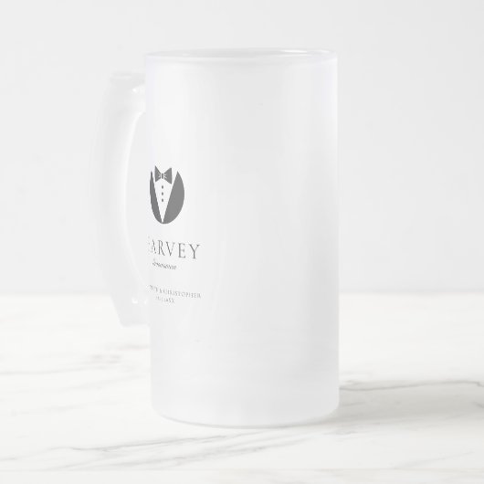 Groomsman Gift Simple Bow Tie Minimal Matglas Bierpul (Voorkant links)