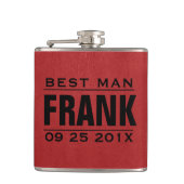 Groomsman Gifts-Red Faux Lederen Textuur Print Heupfles (Voorkant)