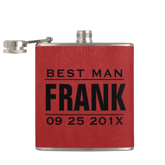 Groomsman Gifts-Red Faux Lederen Textuur Print Heupfles (Geopend)