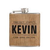 Groomsman Gifts-Wood Texture Print Heupfles (Voorkant)