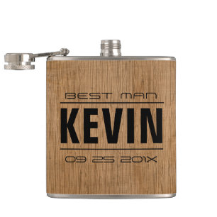Groomsman Gifts-Wood Texture Print Heupfles