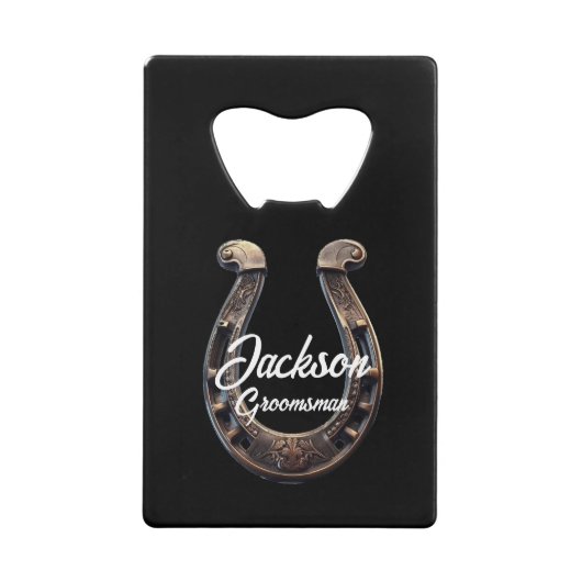 Groomsman  Hoefijzer Creditkaart Flessenopener (Voorkant)