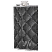 Groomsman in reliëf gemaakt Monogram zwart leer Heupfles (Links)