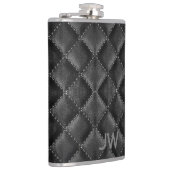 Groomsman in reliëf gemaakt Monogram zwart leer Heupfles (Rechts)