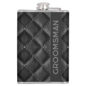 Groomsman in reliëf gemaakt Monogram zwart leer Heupfles (Achterkant)