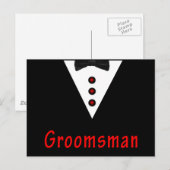 Groomsman in Tux Briefkaart (Voorkant / Achterkant)