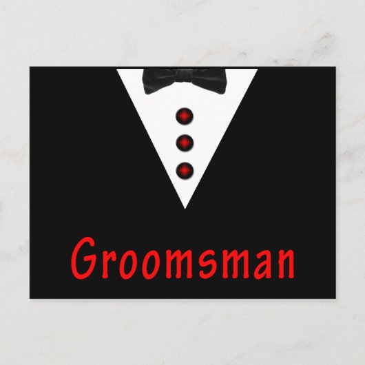 Groomsman in Tux Briefkaart (Voorkant)