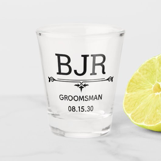 Groomsman Initialen Shot Glas (Voorkant)