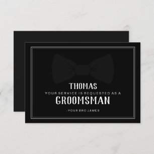 Groomsman-Kaart omhoog - zwart op zwart Stropdas Kaart