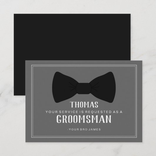 Groomsman-Kaart opruimen - Zwart Stropdas Kaart (Voorkant / Achterkant)