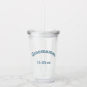 Groomsman met huwelijksdatum acryl drinkbeker