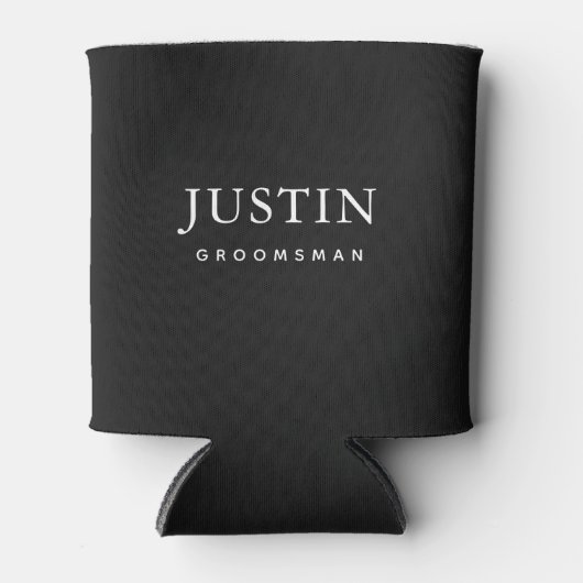 Groomsman Modern Simple Black en White Classic Blikjeskoeler (Voorkant)