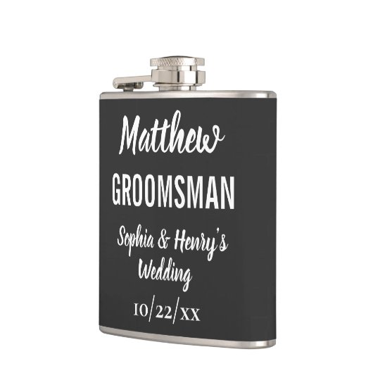 Groomsman Modern Typography Black Wedding Heupfles (Links)