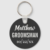 Groomsman Modern Typography Black Wedding Sleutelhanger (Voorkant)