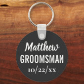 Groomsman Modern Typography Black Wedding Sleutelhanger (Voorkant)