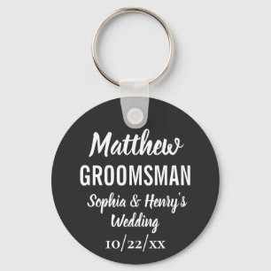 Groomsman Modern Typography Black Wedding Sleutelhanger