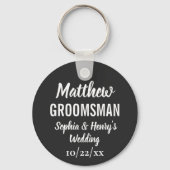 Groomsman Modern Typography Black Wedding Sleutelhanger (Achterkant)