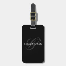 Groomsman Monogram Black Gray