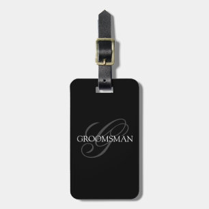 Groomsman Monogram Black Gray Bagagelabel