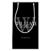 Groomsman Monogram Gifts Elegant Zwart Klein Cadeauzakje (Voorkant)