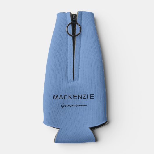 Groomsman Monogram Naam Blauw Flesjeskoeler (Achterkant)