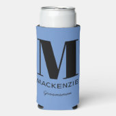 Groomsman Monogram Naam Blauw Seltzer Blikjeskoeler (Seltzer Voorkant)