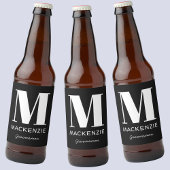 Groomsman Monogram Naam Zwart Bier Etiket
