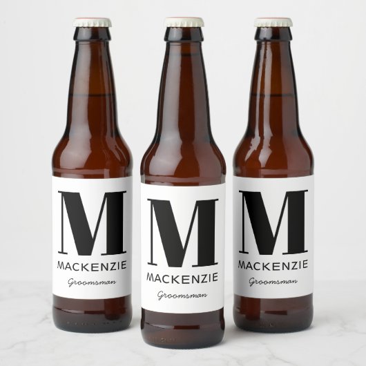 Groomsman Monogram Name Bier Etiket (Flessen)