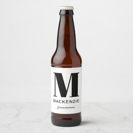 Groomsman Monogram Name Bier Etiket (Voorkant)