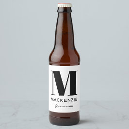 Groomsman Monogram Name Bier Etiket