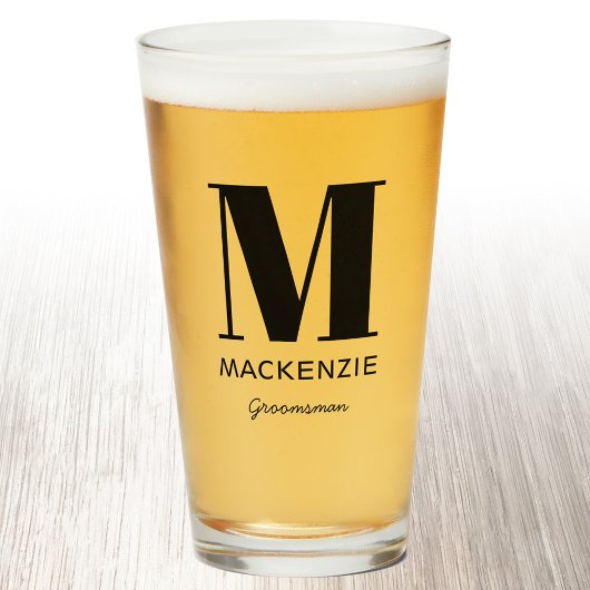 Groomsman Monogram Name Glass Glas