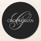 Groomsman Monogram Ronde Kartonnen Onderzetter (Voorkant)