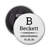 Groomsman Monogrammed Button Flesopener (Voorkant)